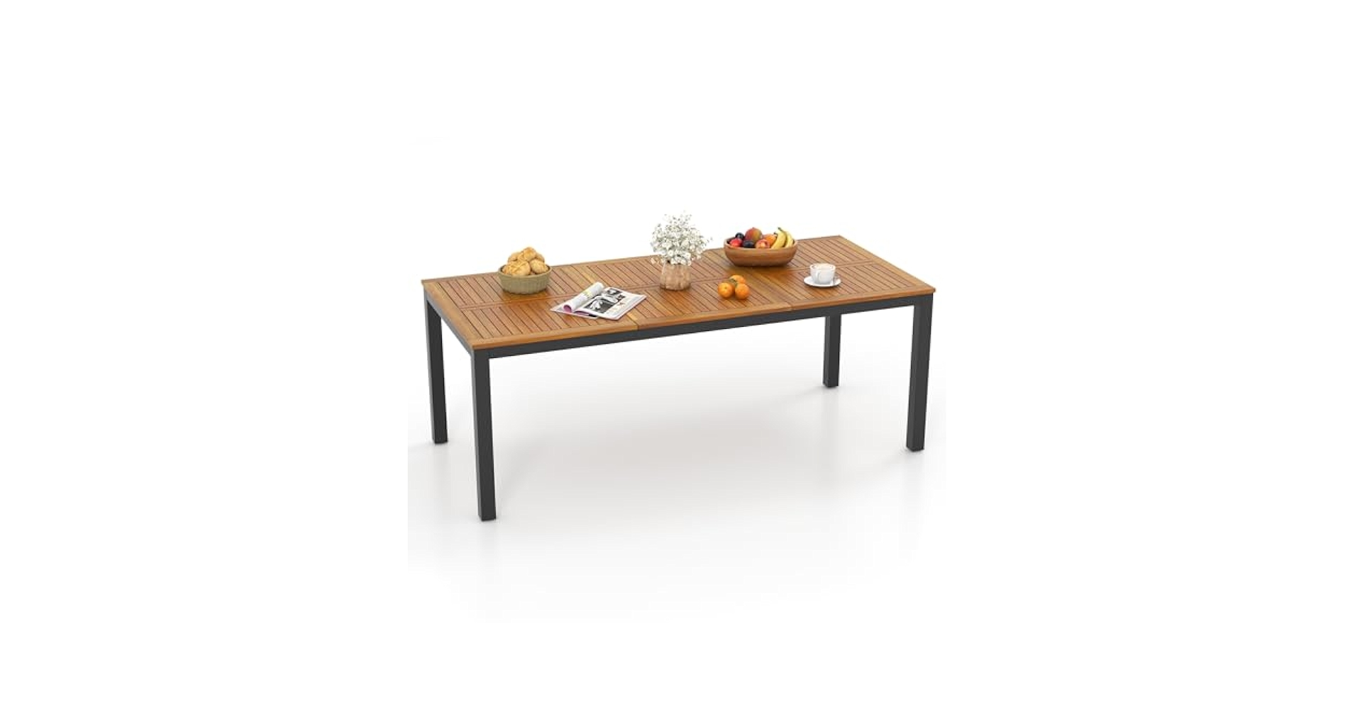 テーブル・チェア・ハンモック outside in KuruKaru Mid-High Table 10-Piece Outdoor Acacia Wood Bar Height Table, Eight Stools
